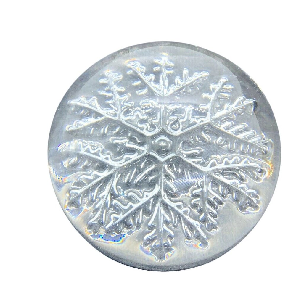 Genuine Lead Crystal Echt Bleikristall 24% PBO Snowflake Bubble Dome Paperweight